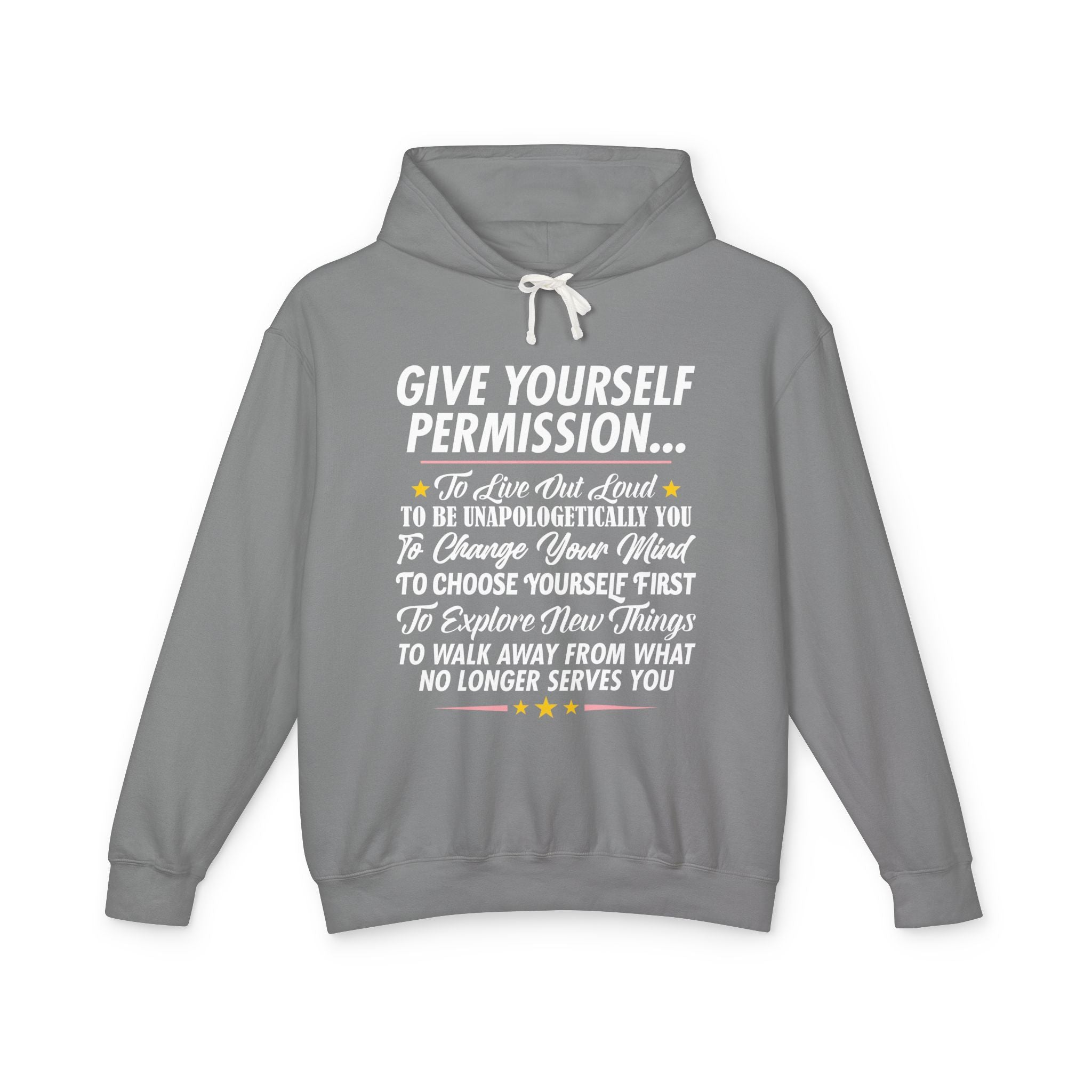 Give Yourself Permission (White) Lightweight Hooded Sweatshirt