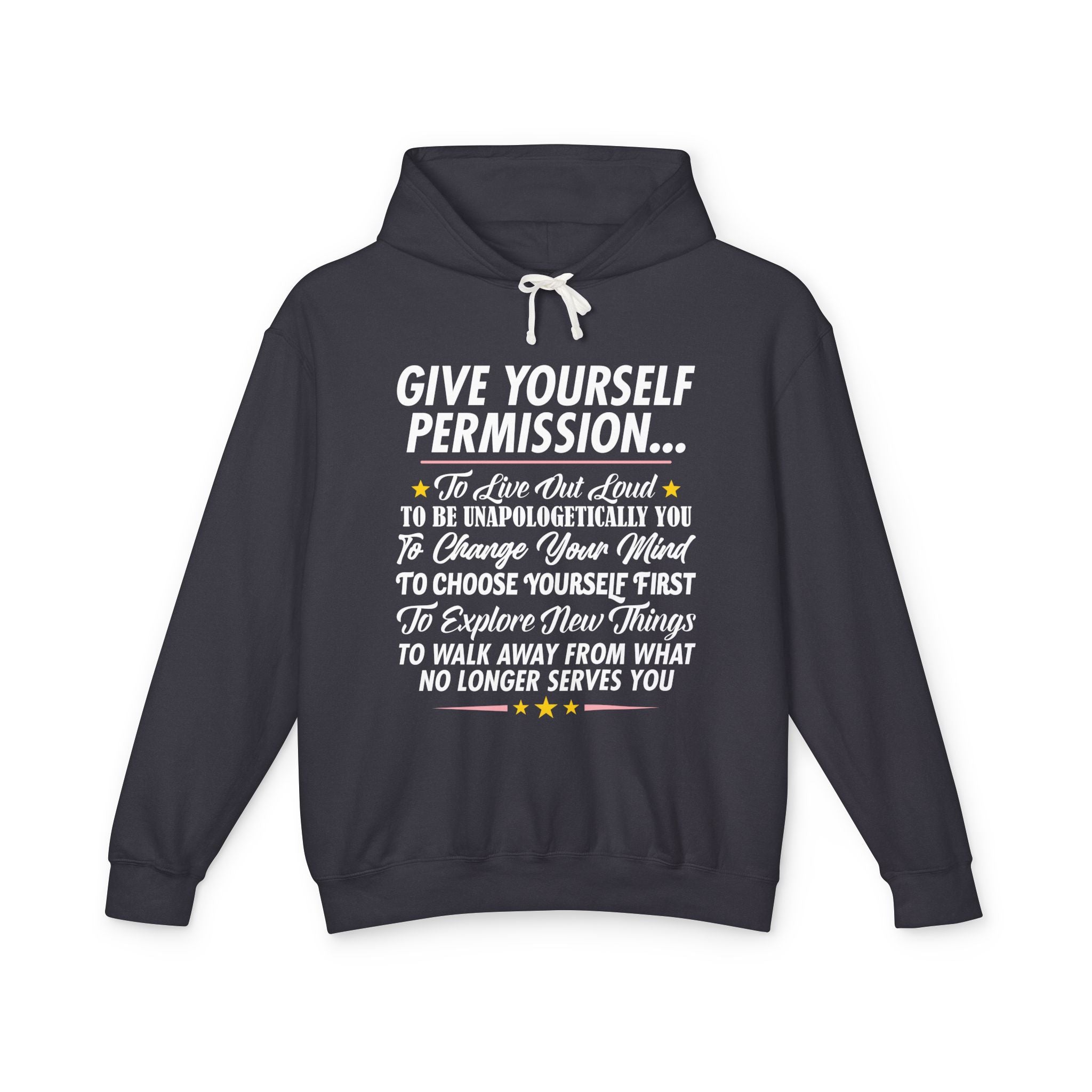 Give Yourself Permission (White) Lightweight Hooded Sweatshirt