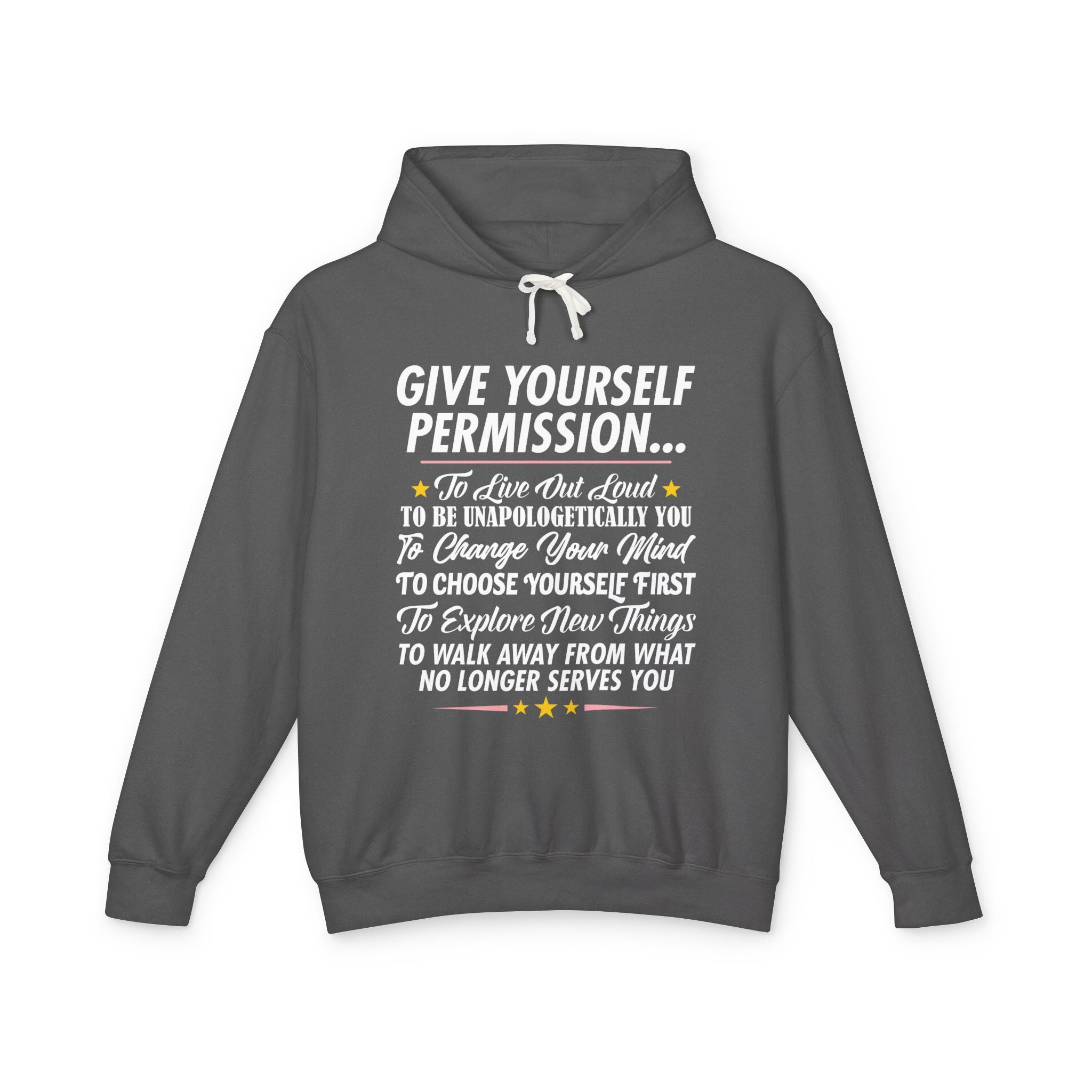 Give Yourself Permission (White) Lightweight Hooded Sweatshirt