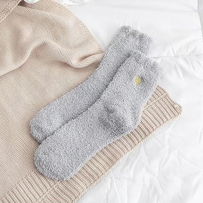 Fuzzy Socks with Gold Heart