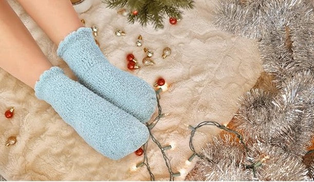 Fuzzy Socks with Gold Heart