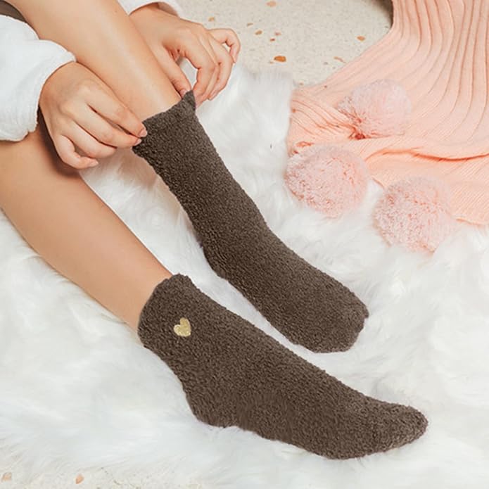 Fuzzy Socks with Gold Heart