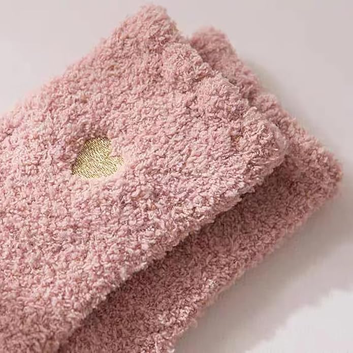 Fuzzy Socks with Gold Heart