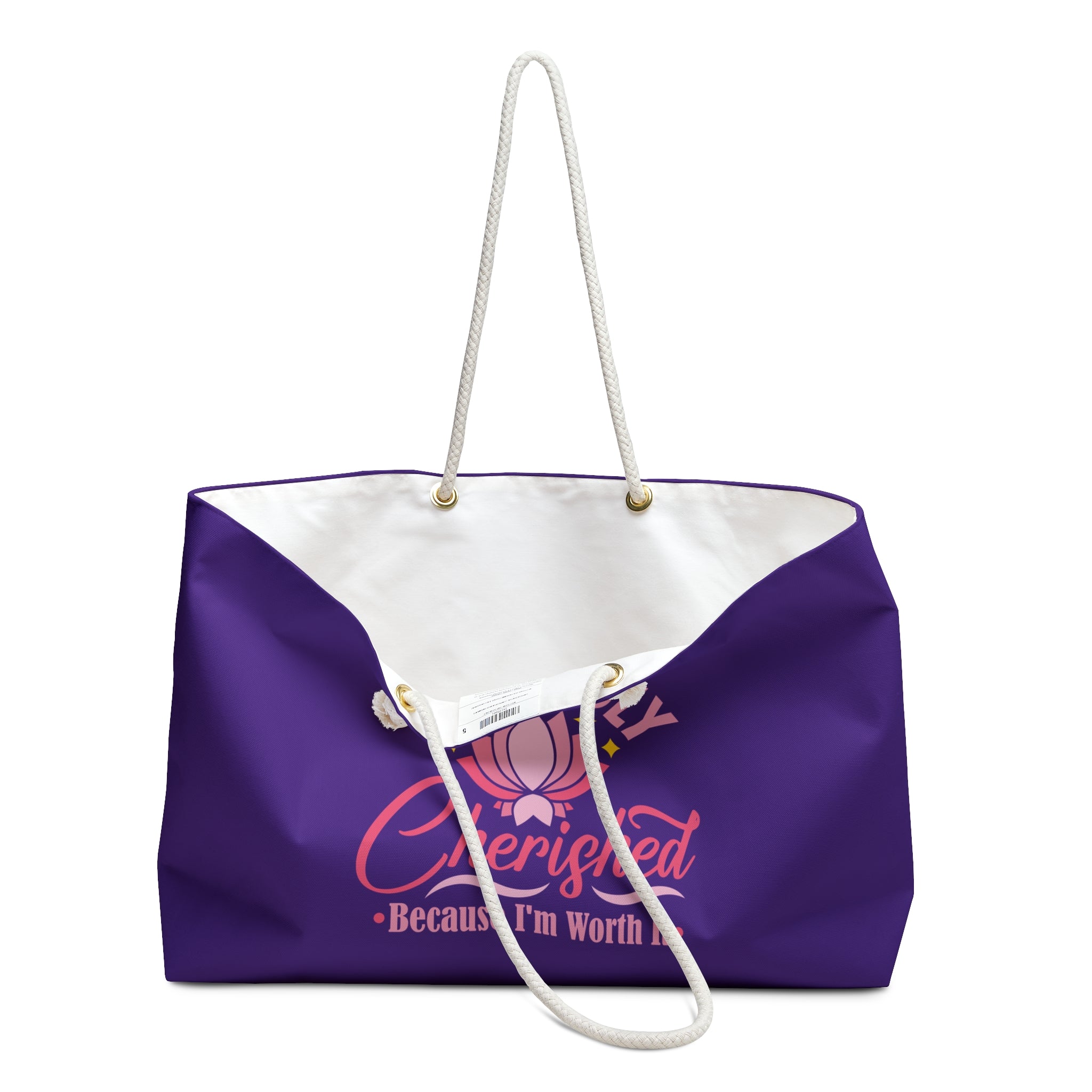 Purple Weekender Tote Bag with Endlessly Cherished Logo