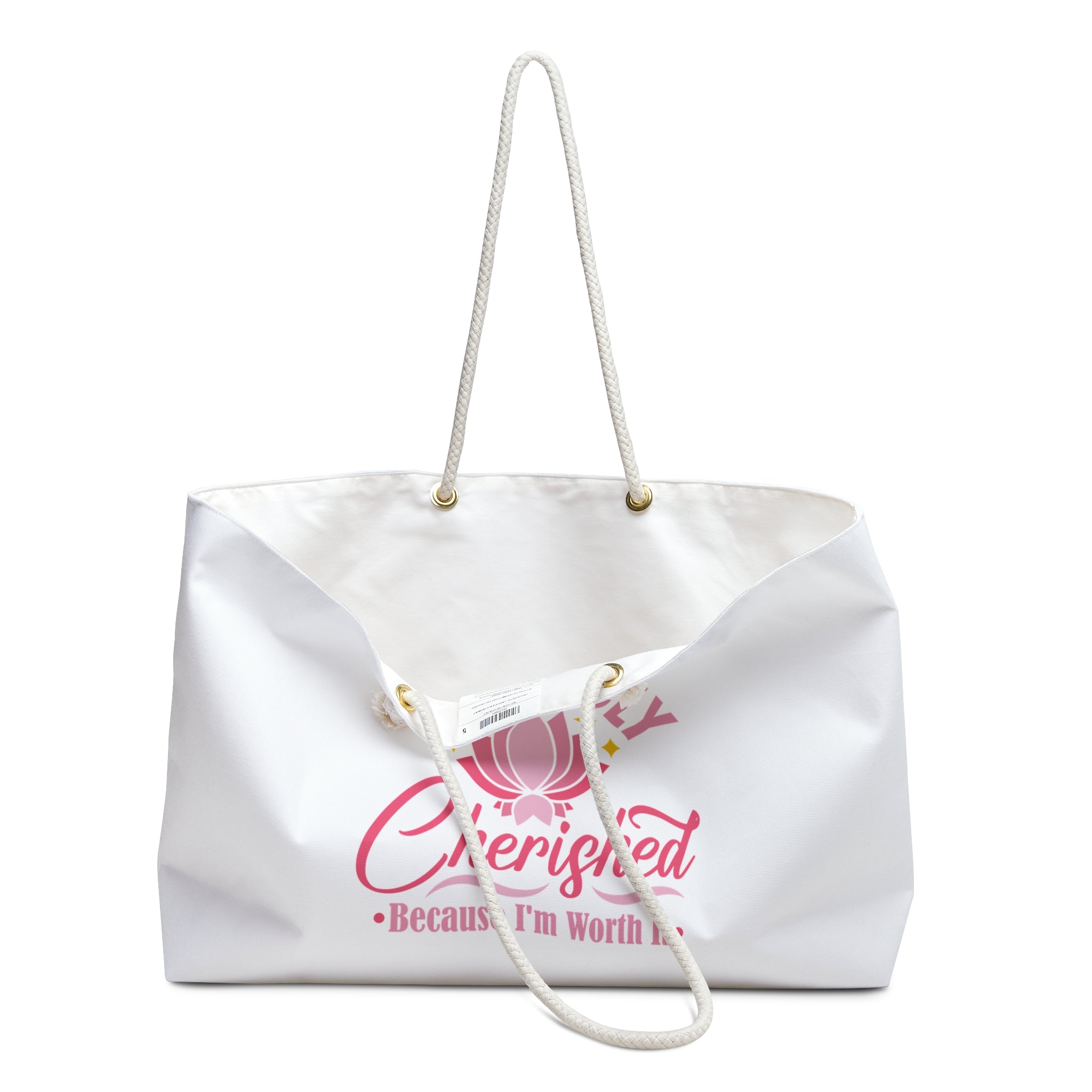 Ivory Weekender Tote Bag with Endlessly Cherished Logo